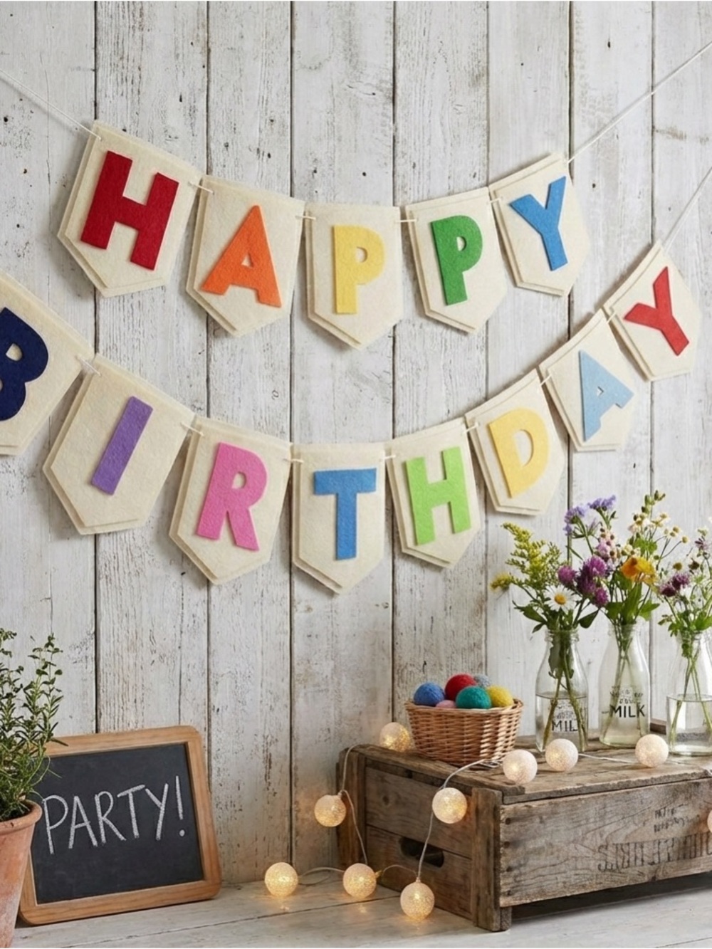 New Reusable Felt Happy Birthday Banner - Colorful Party Decor - Picture 5 of 6